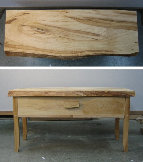 Maple Bench with Drawer